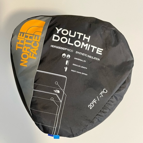 NEW The North Face Youth Dolomite 20F/-7C Sleeping Bag Light/Dark Blue Zip W/Bag - Picture 3 of 12